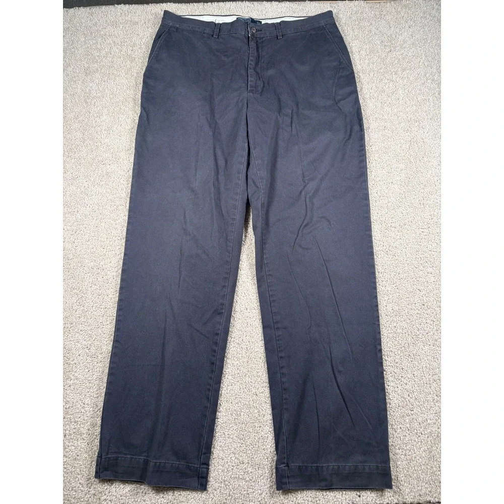Polo Ralph Lauren Andrew Pant Mens 37x31 Navy Blue Pleated Chino Twill Trousers